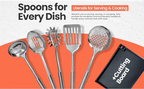 MENZELIANO 13 pcs kitchen knife set with block and cooking stainless steel utensils set with holder