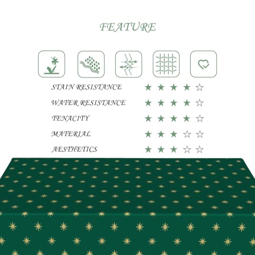 Green Christmas Tablecloth 70x120 Inches Washable Holiday Cover