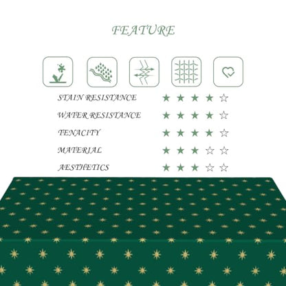 Green Christmas Tablecloth 70x120 Inches Washable Holiday Cover