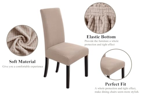 Dining Chair Slipcovers Set of 4 - Khaki, Stretchable & Protective