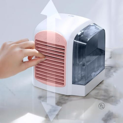 Pink Water-Cooled Personal Mini Air Cooler for Home Office - Portable, Humidifier & Purifier
