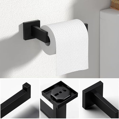 JOPOFI Matte Black Toilet Paper Holder - Modern Wall Mount Bathroom Accessory