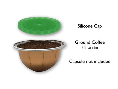 My-Cap Silicone Capsule Caps - Compatible with Nespresso Vertuo Pods - Reusable, Food Grade & BPA Free Coffee Pod Cap - Reuse your Nespresso Vertuo Capsules