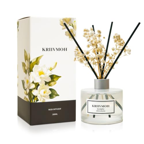 Eucalyptus Reed Diffuser Set - 6.7 Fl Oz Aromatherapy Oil with 8 Reed Sticks - Home Fragrance for Bathroom & Decor