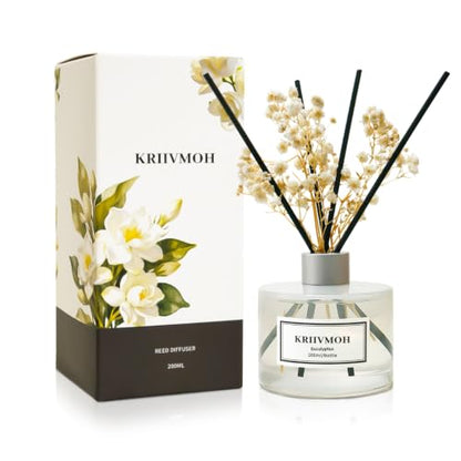 Eucalyptus Reed Diffuser Set - 6.7 Fl Oz Aromatherapy Oil with 8 Reed Sticks - Home Fragrance for Bathroom & Decor