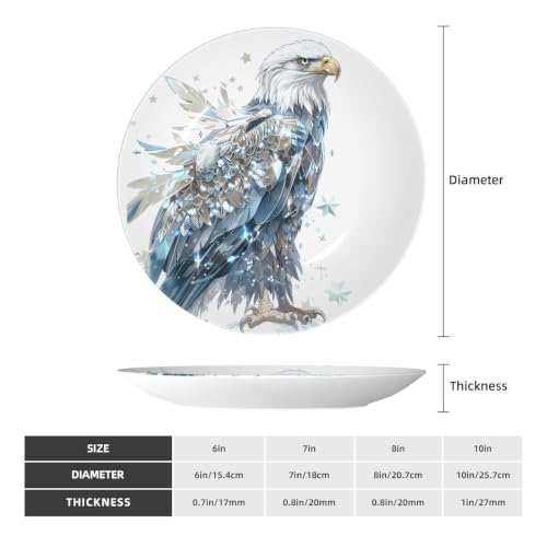 6in (15cm) Metallic Bald Eagle Decorative Plate with Stand - Futuristic Wall & Table Art