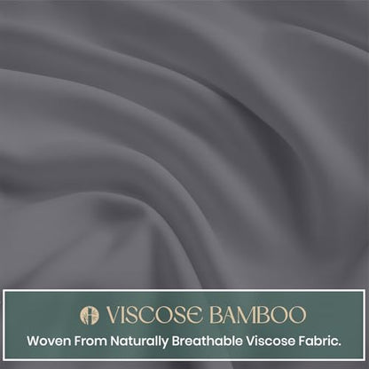 Dark Grey Oversize Bamboo Duvet Cover - Cooling & Silky Soft King Size