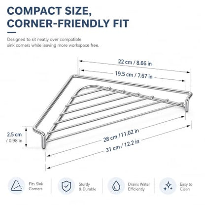 Stainless Steel Corner Sink Shelf - Triangular Kitchen Organizer 1Pcs