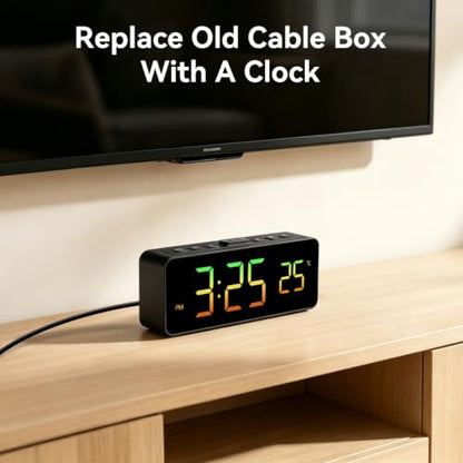 Netzu 2-in-1 RGB Digital Alarm Clock for Bedroom & Living Room - Black