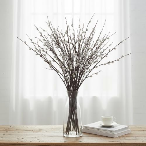 Faux Pussy Willow Branches Set - 80cm Tall Vase Fillers for Home Decor