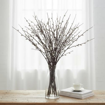 Faux Pussy Willow Branches Set - 80cm Tall Vase Fillers for Home Decor