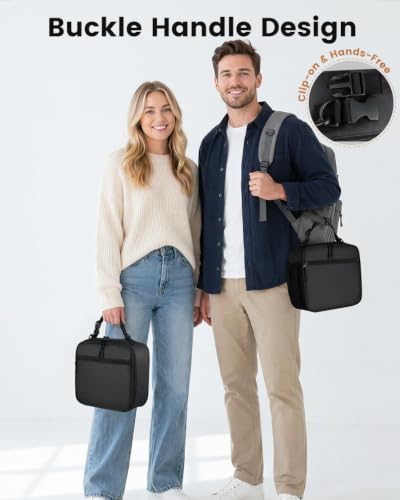 Men's Small Black Insulated Lunch Box with Detachable Strap - Dailyice