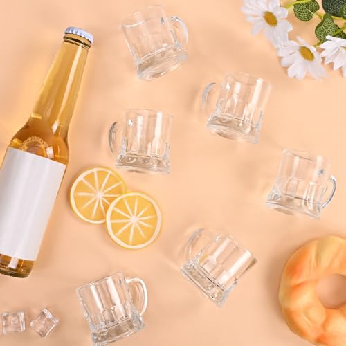 12 PCS Mini Beer Mug Shot Glasses with Handles - 2 oz Glasses for Parties, Xmas Gift