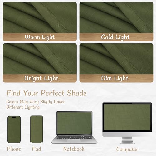 LAMIT Beige Linen Curtains 90 Inch Long for Bedroom Living Room, Soft Thick Back Tab and Rod Pocket Window Drapes Semi Sheer Light Filtering Panels Farmhouse, 52 x 90 Inch, 2 Panels Set