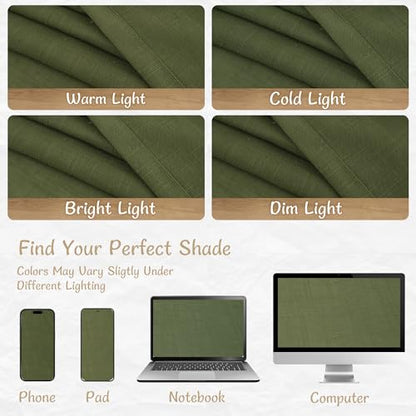 LAMIT Beige Linen Curtains 90 Inch Long for Bedroom Living Room, Soft Thick Back Tab and Rod Pocket Window Drapes Semi Sheer Light Filtering Panels Farmhouse, 52 x 90 Inch, 2 Panels Set
