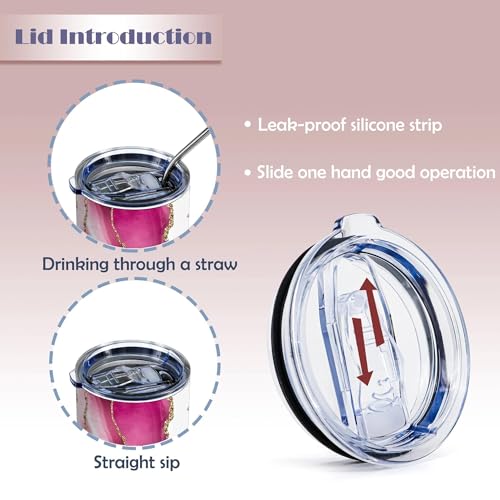 20oz Pink Agate Butterfly Insulated Stainless Steel Tumbler with Lid - Always Remember