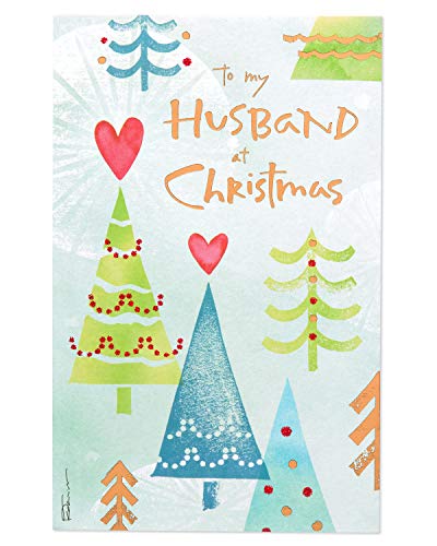 Christmas Cards for Husband - Romantic Holiday Greeting Card with Watercolor Art - Variation of Christmas Trees