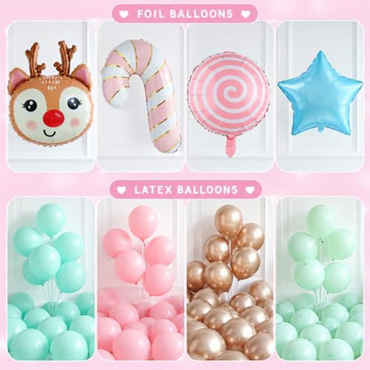 Enanal Christmas Balloon Garland Arch Kit for Christmas Party Decorations - Pastel Candy Land Theme