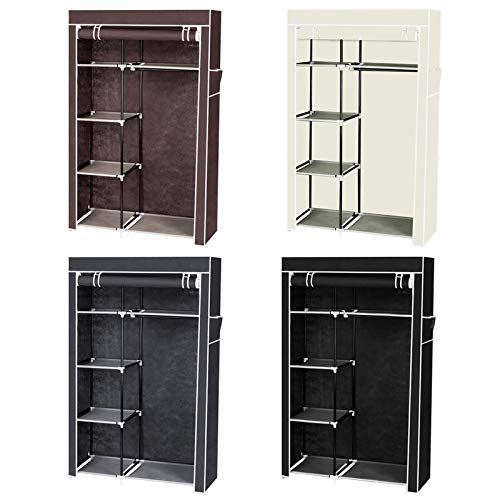 Portable Closet Wardrobe Organizer with Hanging Rod & 6 Shelves, 64" Steel Frame