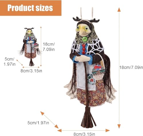 Handmade Kitchen Witch Doll Hanging Decor - 7 Inch Good Luck Ornament