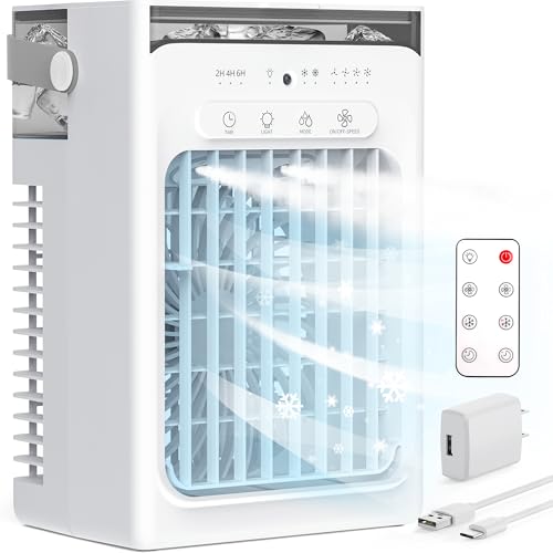 SOLEEY Portable Air Conditioner Gray - Mini Evaporative Cooler with 3 Wind Speeds & Night Light