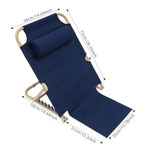 Dark Blue Adjustable Bed Backrest with 7 Positions - Folding Support for Reading & Rest