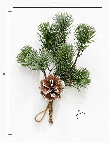 Artificial Christmas Mini Mugo Pine with White Tips - Set of 5