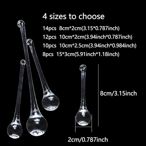 Glass Ice Drops 30mm Christmas Teardrop Ornaments - Clear Crystal Glass Raindrop Decorations for Tree & Chandelier - Set of 8