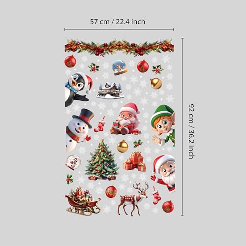 Christmas Window Clings Set - Peeking Santa & Snowflakes Reusable Peel & Stick Decorations, 149 Pcs