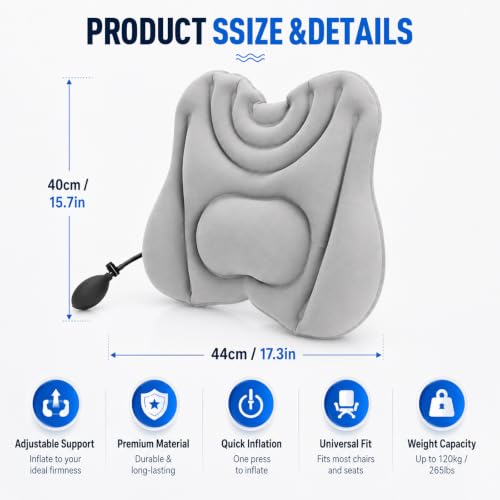 Inflatable Lumbar Support Pillow with One-Press Pump for Office Car Travel