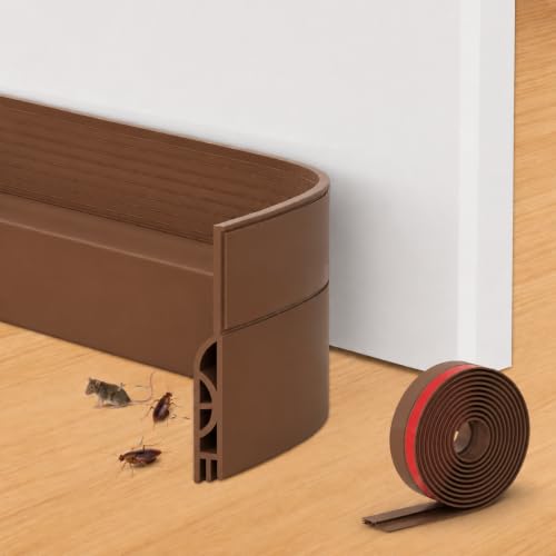 118-Inch Extra Long Door Draft Stopper with Weather Stripping - Brown
