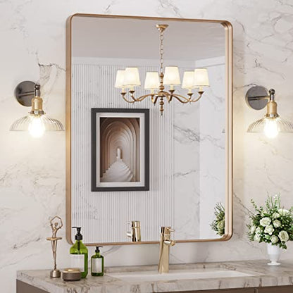 LOAAO 77X36 Inch Black Metal Framed Bathroom Mirror for Wall, Matte Black Bathroom Vanity Mirror Farmhouse, Large Rounded Rectangle Mirror, Anti-Rust, Tempered Glass, Hangs Horizontally or Vertically
