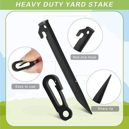 Inflatable Stakes Set with Ropes & Hooks - Heavy Duty Ground Anchors for Halloween & Christmas Decorations, Black - 36 Pieces