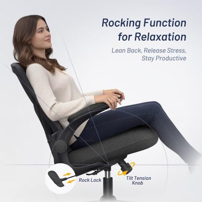 Ergonomic Office Chair with 4-Inch Molded Foam Cushion, 350 Lb Capacity - Matte Black
