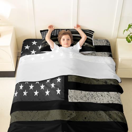 Black Green Camo Twin Bed Sheets Set for Kids Boys - 3Pcs Soft & Breathable