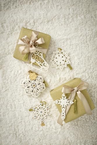 Lenox Snow Fantasies Snowflake Ornament - 2026 Gold Charm, Porcelain Holiday Decor - Variation of Snowflake