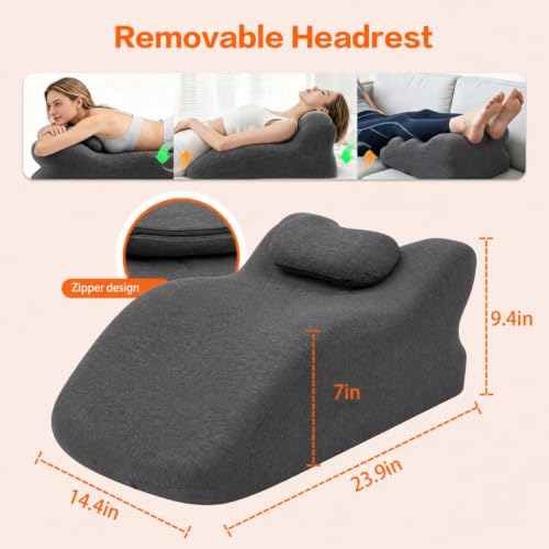Large Memory Foam Wedge Pillow for Bed Reading Black - Support Cushion