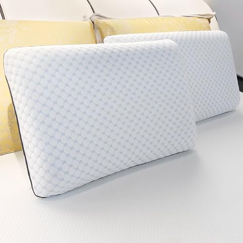 Okao Home Goods Memory Foam Pillow, Standard Ventilated Bed Pillow with Washable Cover, Cooling, Standard 1 Pack