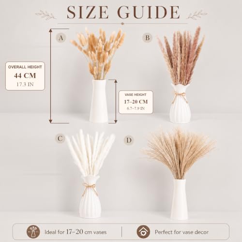 150PCS Dried Pampas Grass Flowers Bouquet for Boho Rustic Home & Wedding Decor