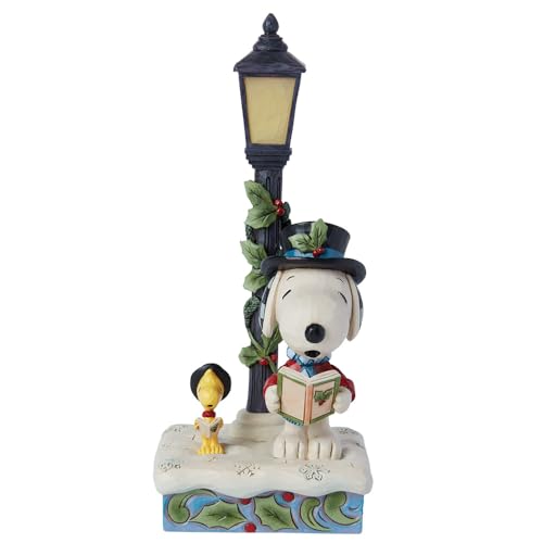 Peanuts Jim Shore Snoopy & Woodstock Christmas Figurine with Light - Handcrafted Resin Decor