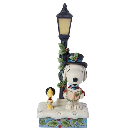 Peanuts Jim Shore Snoopy & Woodstock Christmas Figurine with Light - Handcrafted Resin Decor