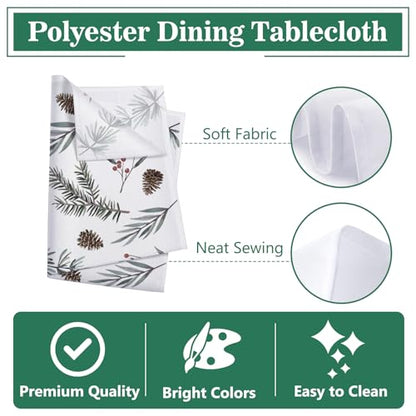 Winter Pine Tree Leaves Square Tablecloth 70x70 Inch - Pine Cone & Leaves Pattern, 70" x 70"