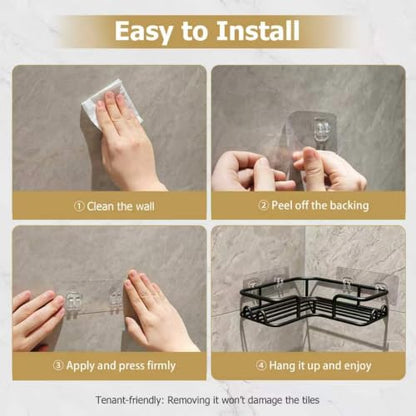 No-Drill Corner Shower Shelf Set – Rust-Resistant Bathroom Organizer, 4-Pack