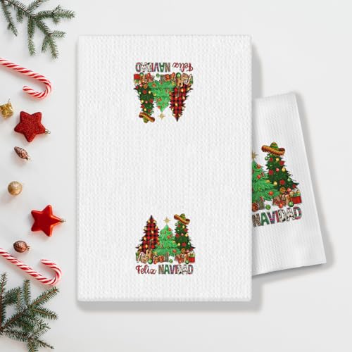 Christmas Kitchen Towels 16x24 Inch Feliz Navidad Spanish Holiday Dish Hand Towels - 16-Christmas Towel