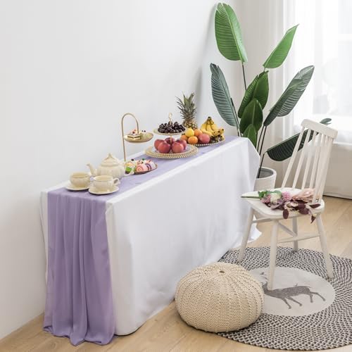 Lavender Chiffon Table Runner 14x108 Inches Set of 6 - Elegant Wedding & Party Decor