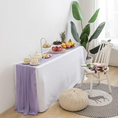 Lavender Chiffon Table Runner 14x108 Inches Set of 6 - Elegant Wedding & Party Decor
