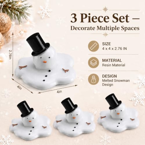 Christmas Melting Snowman Decorations Set - Winter Holiday Tabletop Figurines