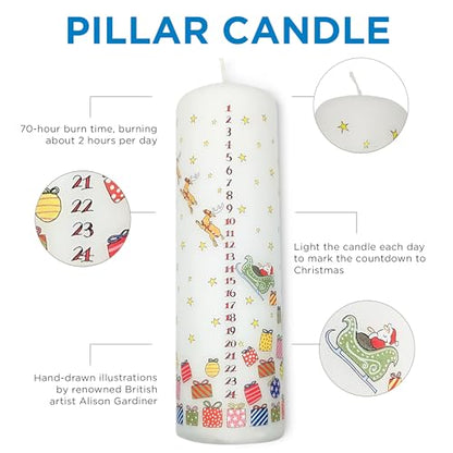 Santa's Sleigh Pillar Candle - Unscented, 70hr Burn, Holiday Decor Variation