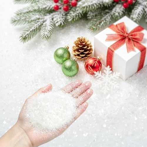 Artificial Snow Flakes for Christmas Decorations - 8 oz Fake Snow for Holiday Party & Winter Wonderland