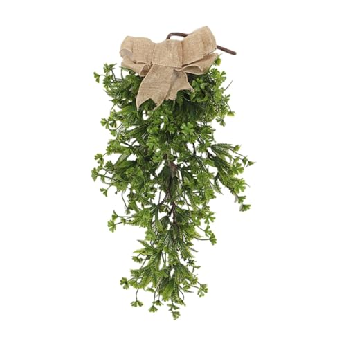 Artificial Four Leaf Clover Teardrop Swag Wreath for Door & Wall Decor